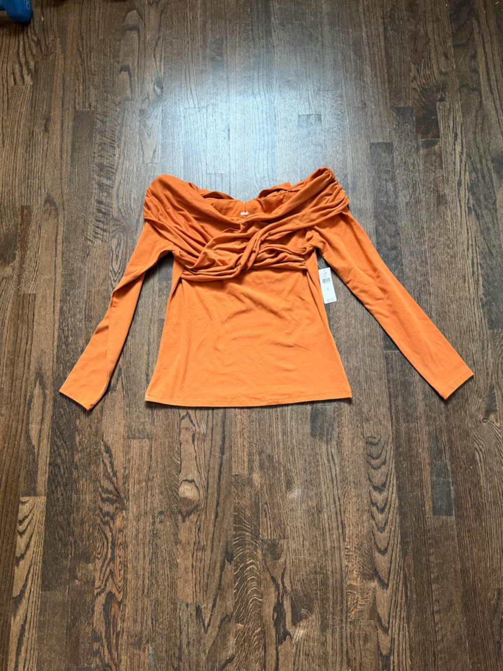 Maeve Orange Off-Shoulder Long Sleeve Top